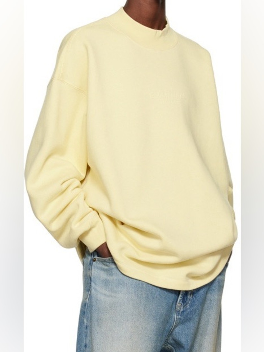 NWT Essentials Fear of God Men’s Bright Yellow Pullover Crewneck Sweatshirt